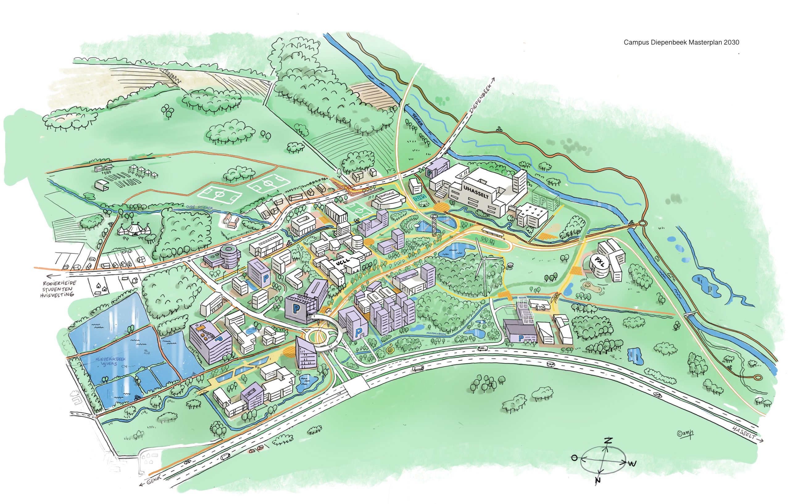 Overzichtsplan van Campus Diepenbeek in 2030